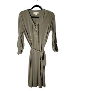 Michael Kors Sage Green Belted Shift Dress-Sz M